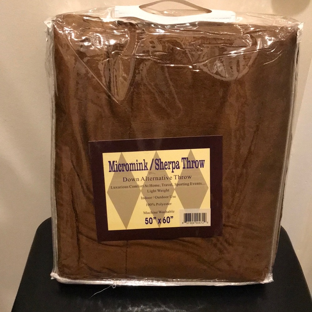 Micromink Sherpa Throw Blanket - Brown